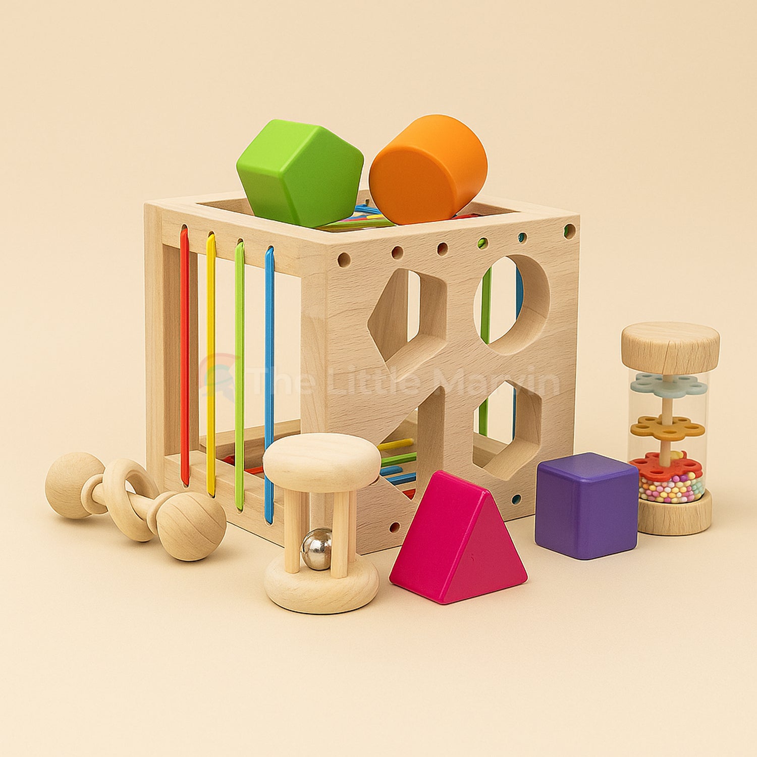 Marvin's Wooden Plug-Le Toy | Montessori 6-in-1 Toy for Ages 0–3