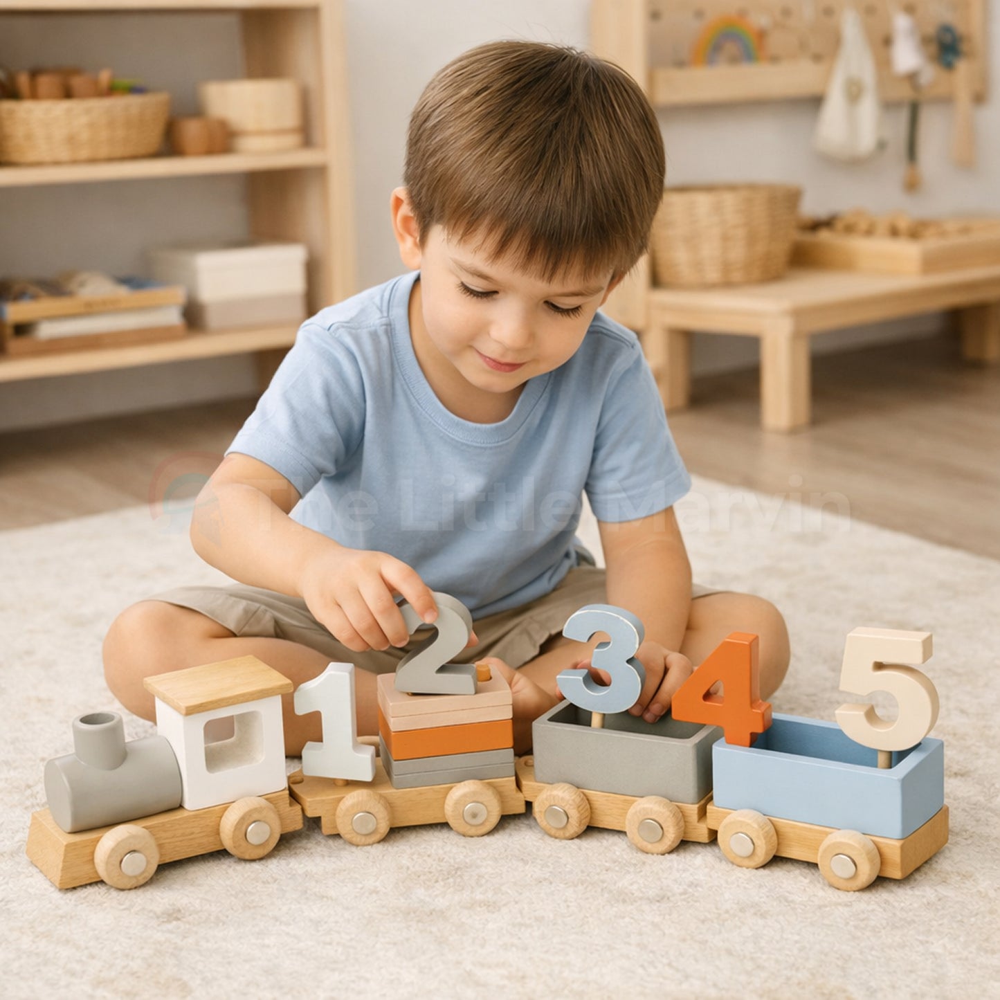 Marvin’s Montessori Wooden Train Set