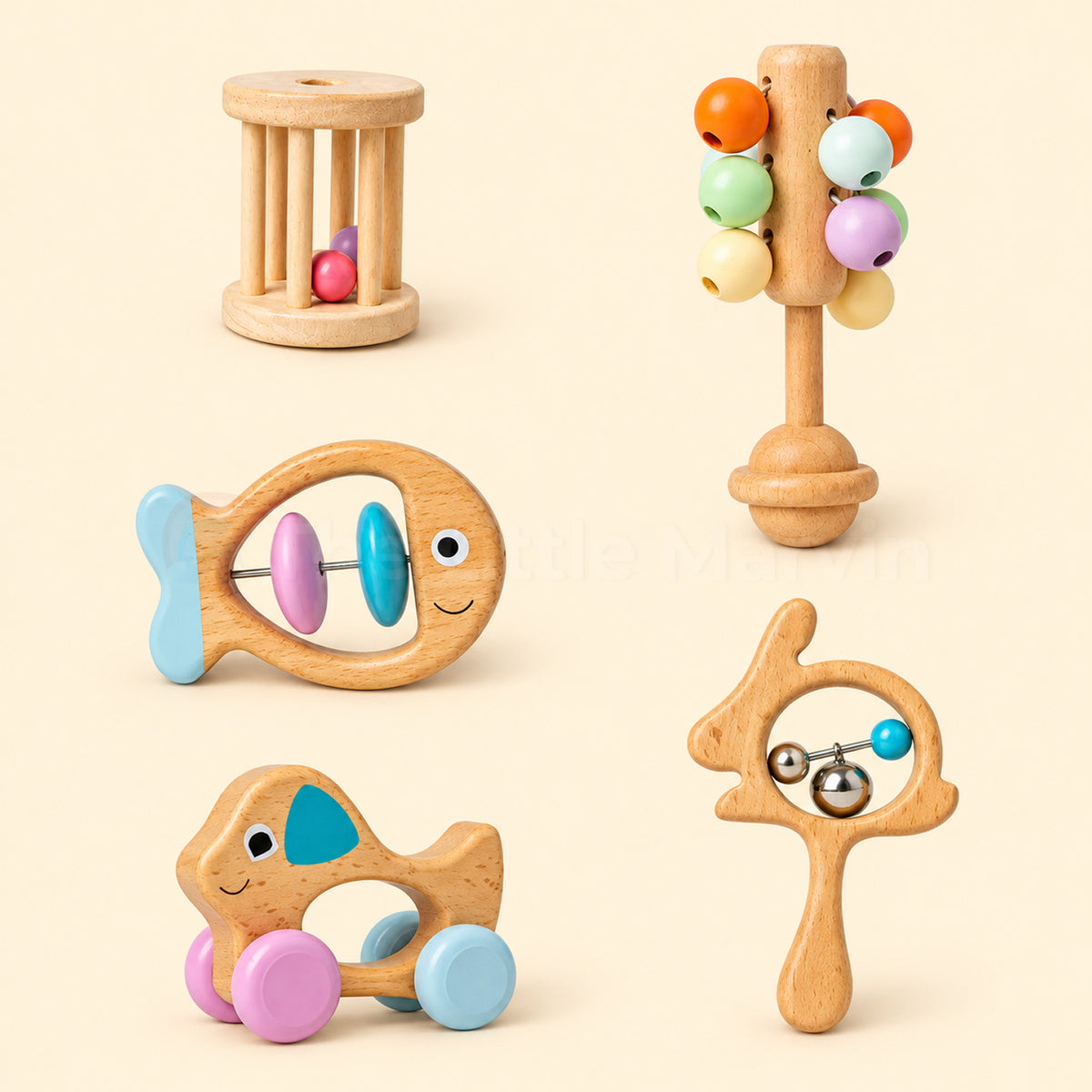 Marvin’s Wooden Baby Rattle Set
