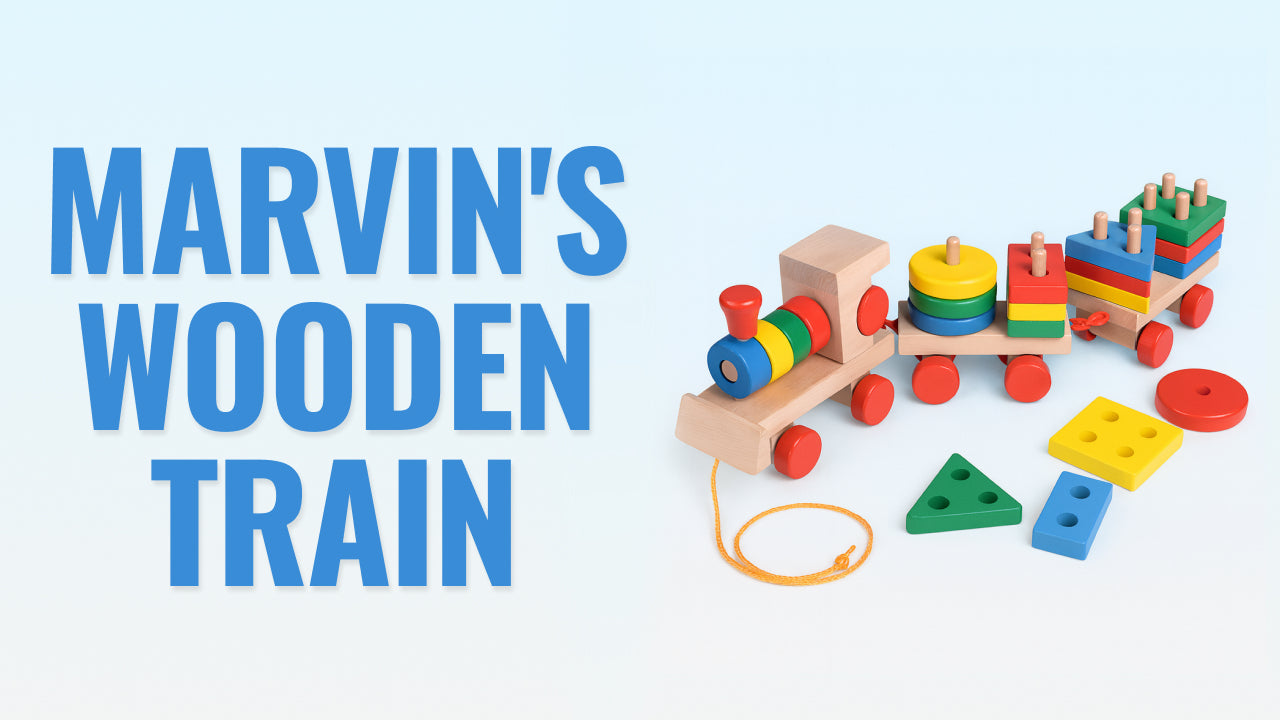Load video: Video review of Marvin&#39;s Wooden Train – a Montessori-inspired sorter toy that helps kids 1–6 develop motor skills, learn shapes and colors, and boost problem-solving through hands-on play.