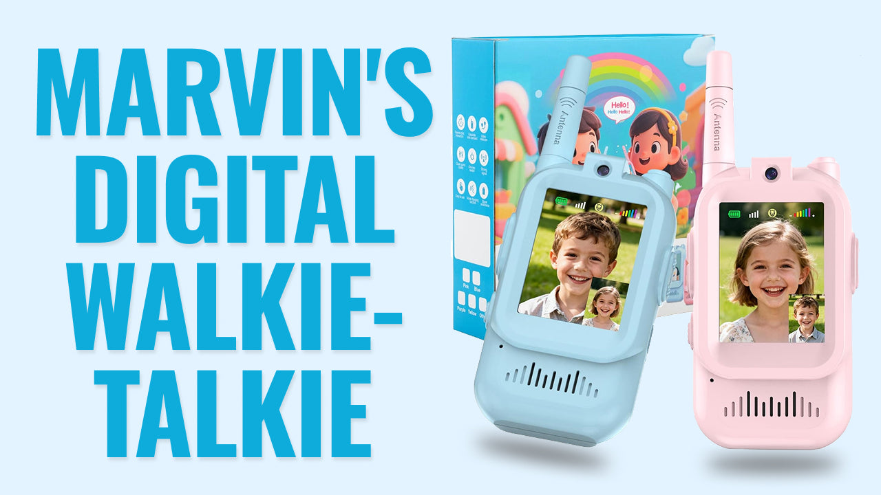 Load video: Video review of Marvin’s Digital Walkie-Talkie - a fun and kid-friendly communication toy for children 2+ that encourages social play, imagination, and independence through safe, real-time video and voice chats.