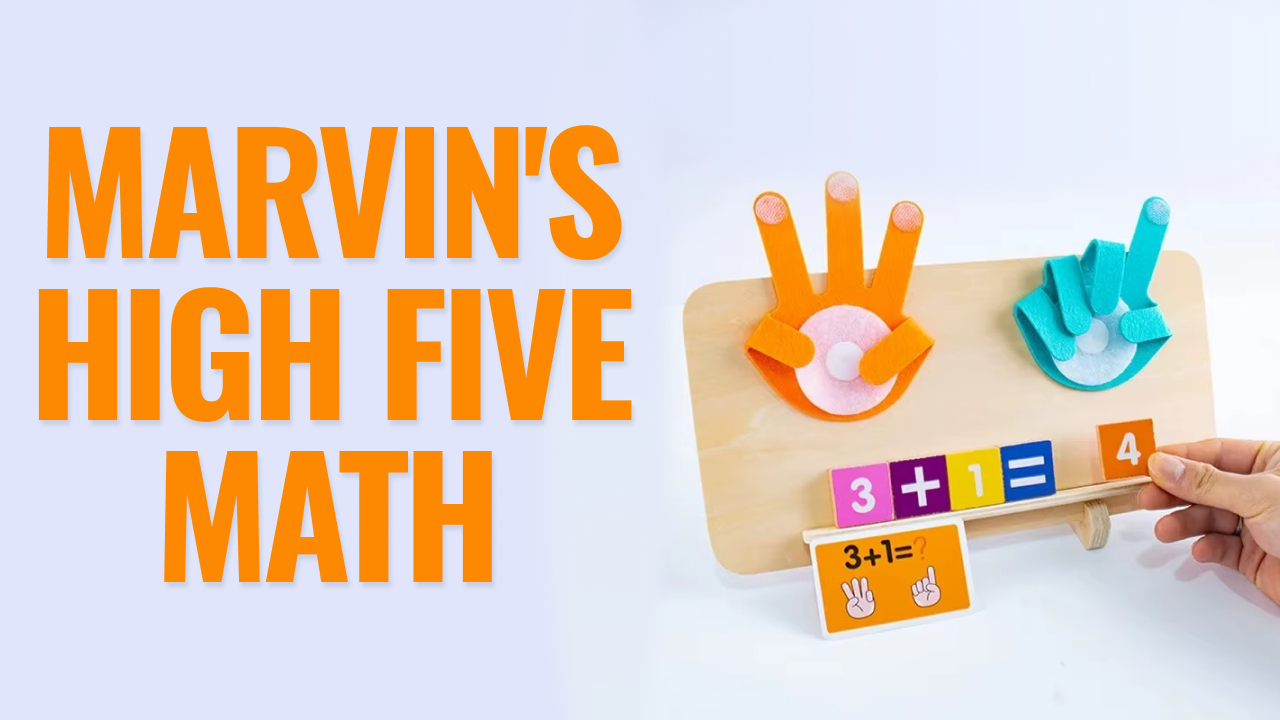 Load video: Video review of Marvin&#39;s High Five Math – an interactive learning toy that helps kids 3+ practice counting, number recognition, and problem-solving through play.