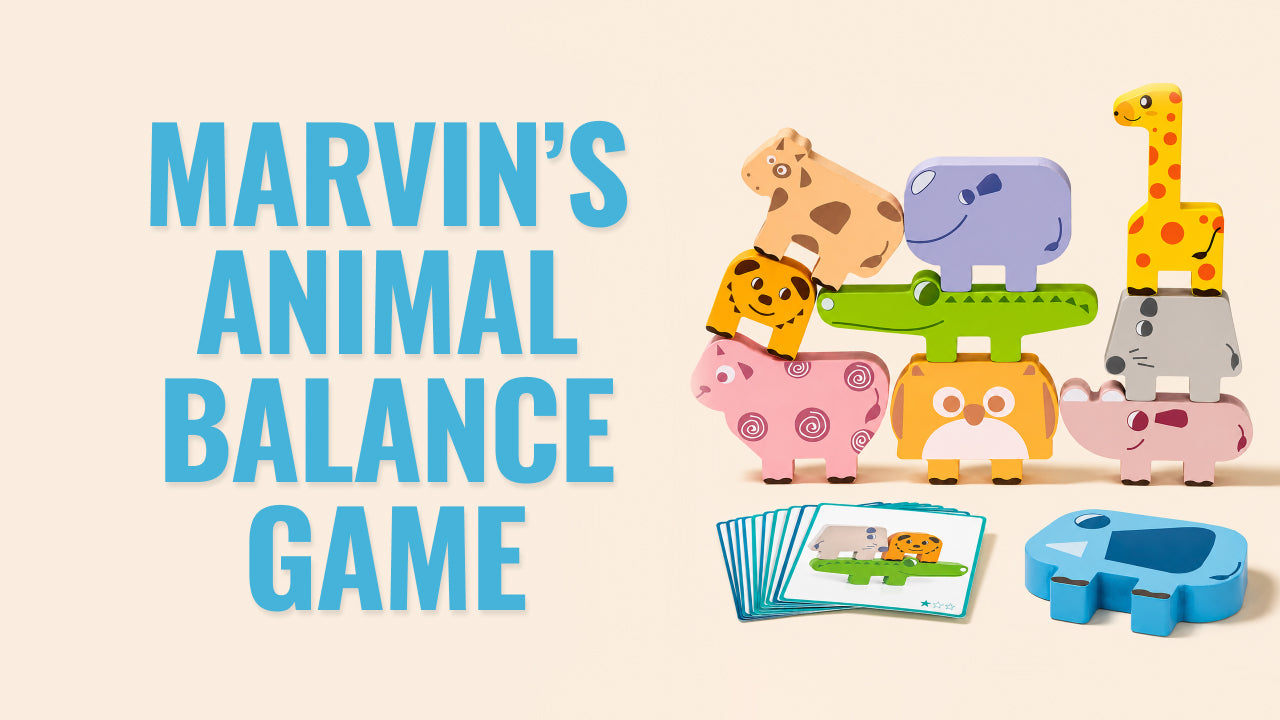 Load video: Video review of Marvin’s Animal Balance Game - a wooden stacking toy that helps kids build coordination, focus, and patience through fun balancing and hands-on play.