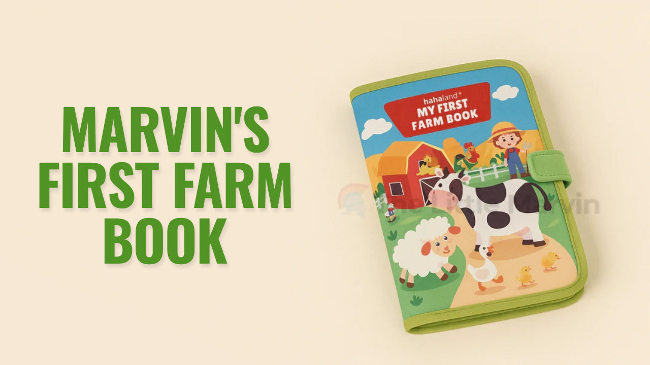 Load video: Video review of Marvin’s First Farm Book - a Montessori-inspired busy book with 20 interactive farm activities that help children build fine motor skills, practice everyday tasks, and learn through hands-on, screen-free play.