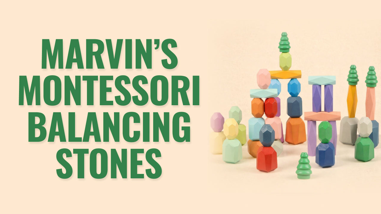 Load video: Video review of Marvin’s Montessori Balancing Stones - a wooden stacking toy that helps kids build balance, improve coordination, and explore creativity through open-ended play.