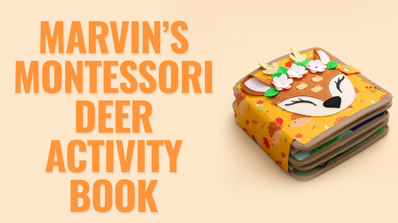 Load video: Video review of Marvin’s Montessori Deer Activity Book – a soft Montessori-inspired quiet book that helps toddlers build fine motor skills, sensory awareness, and problem-solving through interactive, screen-free play.