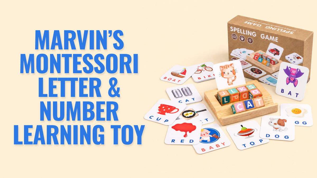 Load video: Video review of Marvin’s Montessori Letter &amp; Number Learning Toy - a wooden learning game that helps children practice letters and numbers, build early reading skills, and develop focus through hands-on play.