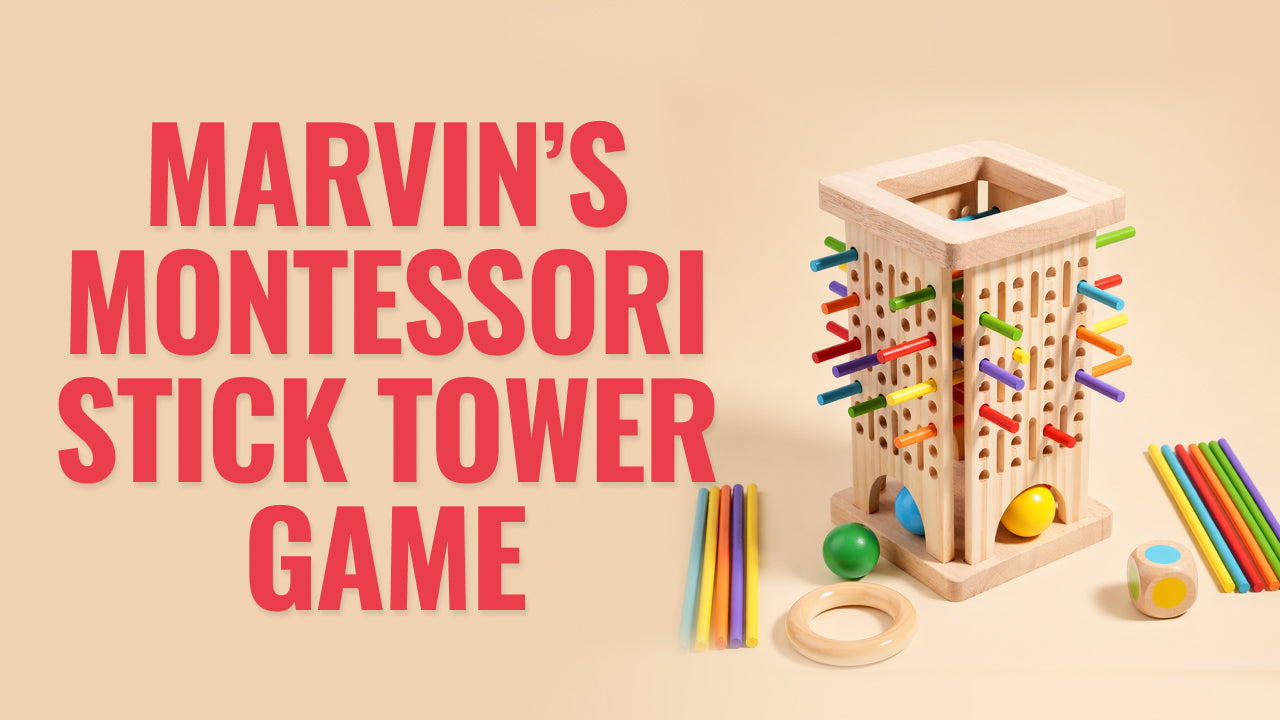 Load video: Video review of Marvin’s Montessori Stick Tower Game - a wooden balance toy that helps kids develop coordination, focus, and problem-solving through fun, hands-on play.