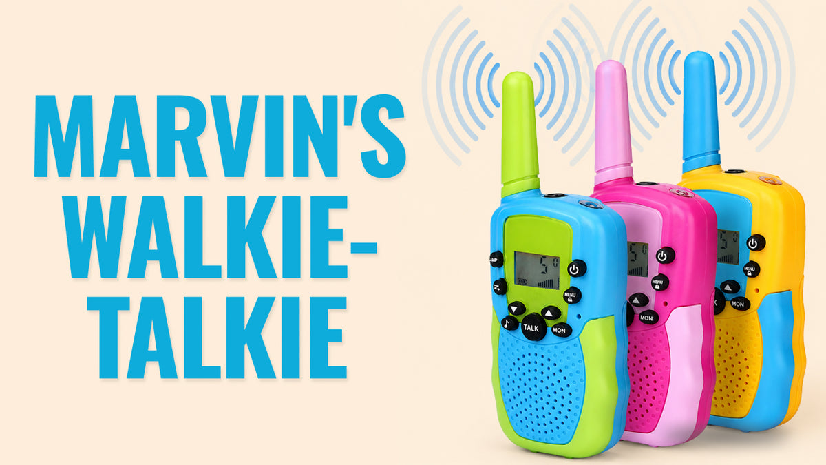 Load video: Video review of Marvin's Walkie-Talkie – a kid-friendly communication set that encourages teamwork, imaginative play, outdoor adventures, and screen-free fun.